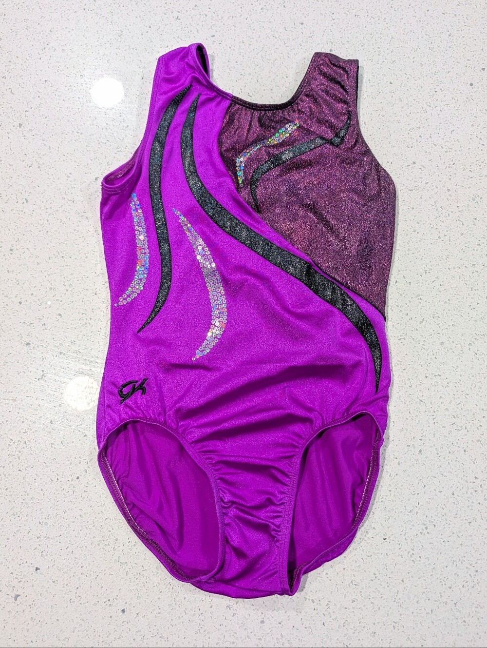 BEAUTIFUL GK ELITE Gymnastics Dance Leotard Adult Medium Magenta Purple SEQUINS